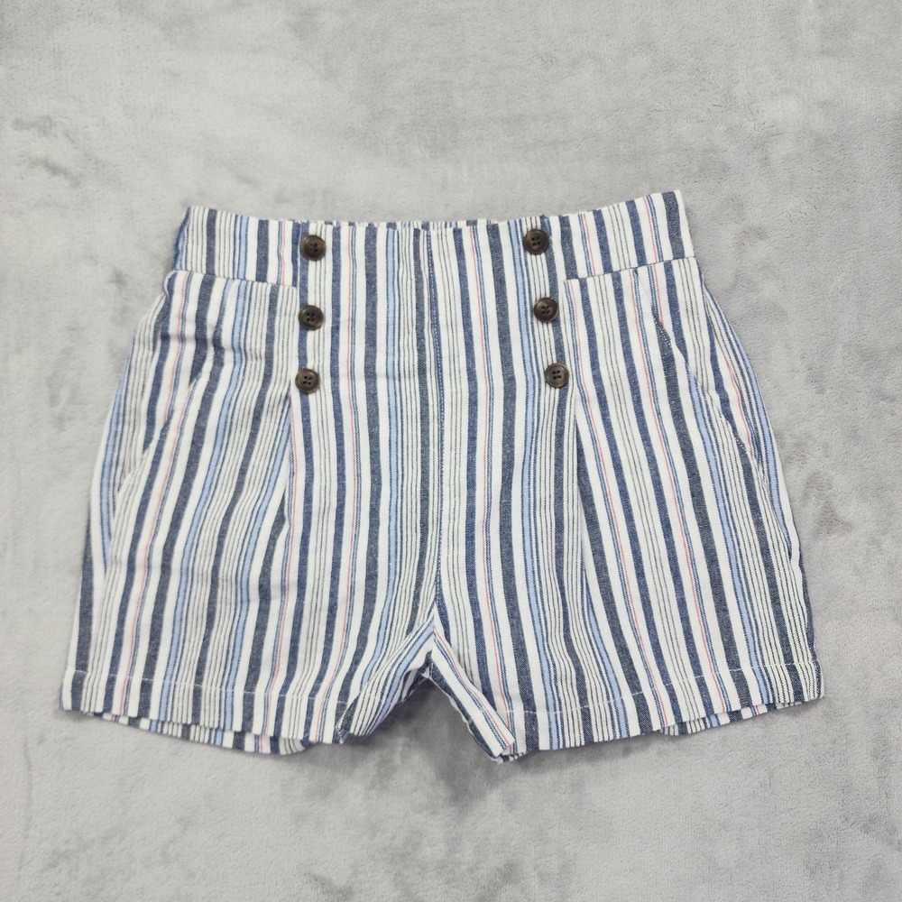 Simply Blessed Shorts Womens M Blue Striped Sailor Nautical‎ Button Front Casual